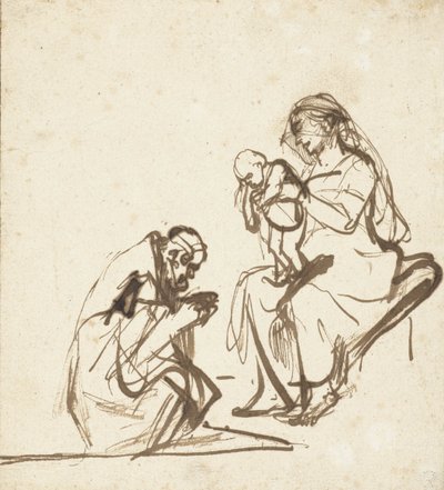One of the Three Kings Adoring the Virgin and Child by Rembrandt van Rijn